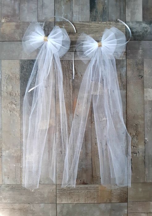 12 kokard tiulowych 20x60 białych