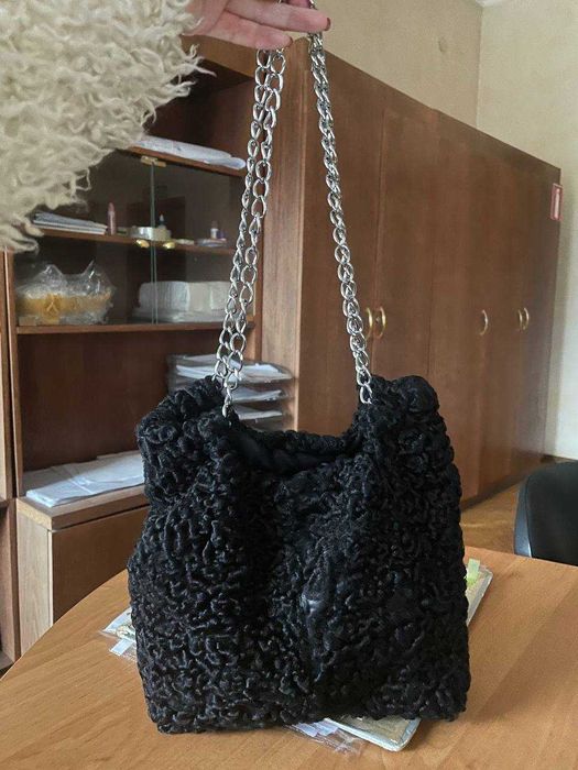 Сумка -шопер з натурального хутра каракуль