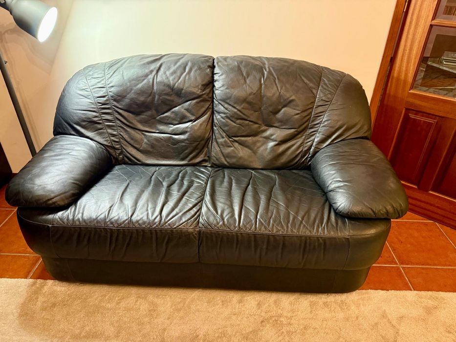 2 Sofás Natuzzi em pele genuína – Conjunto