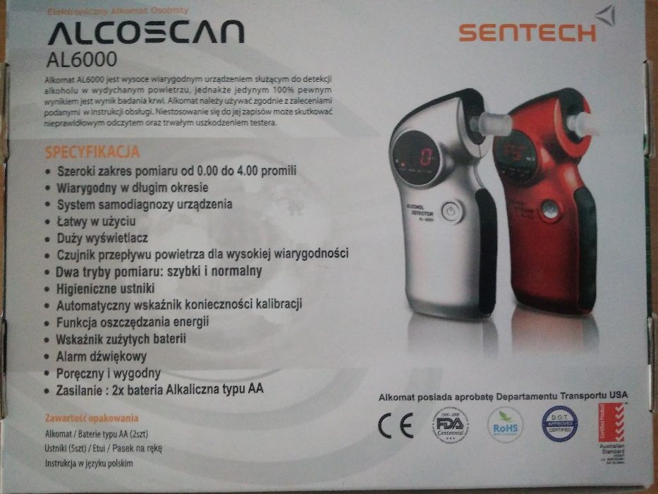 Alkomat Sentech Alcoscan AL6000 Professional – do kalibracji