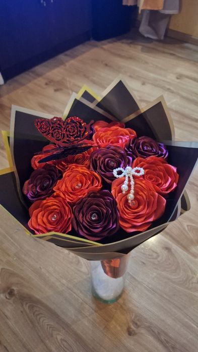 Wieczne róże ze wstążki satynowej NA ZAMOWIENIE!