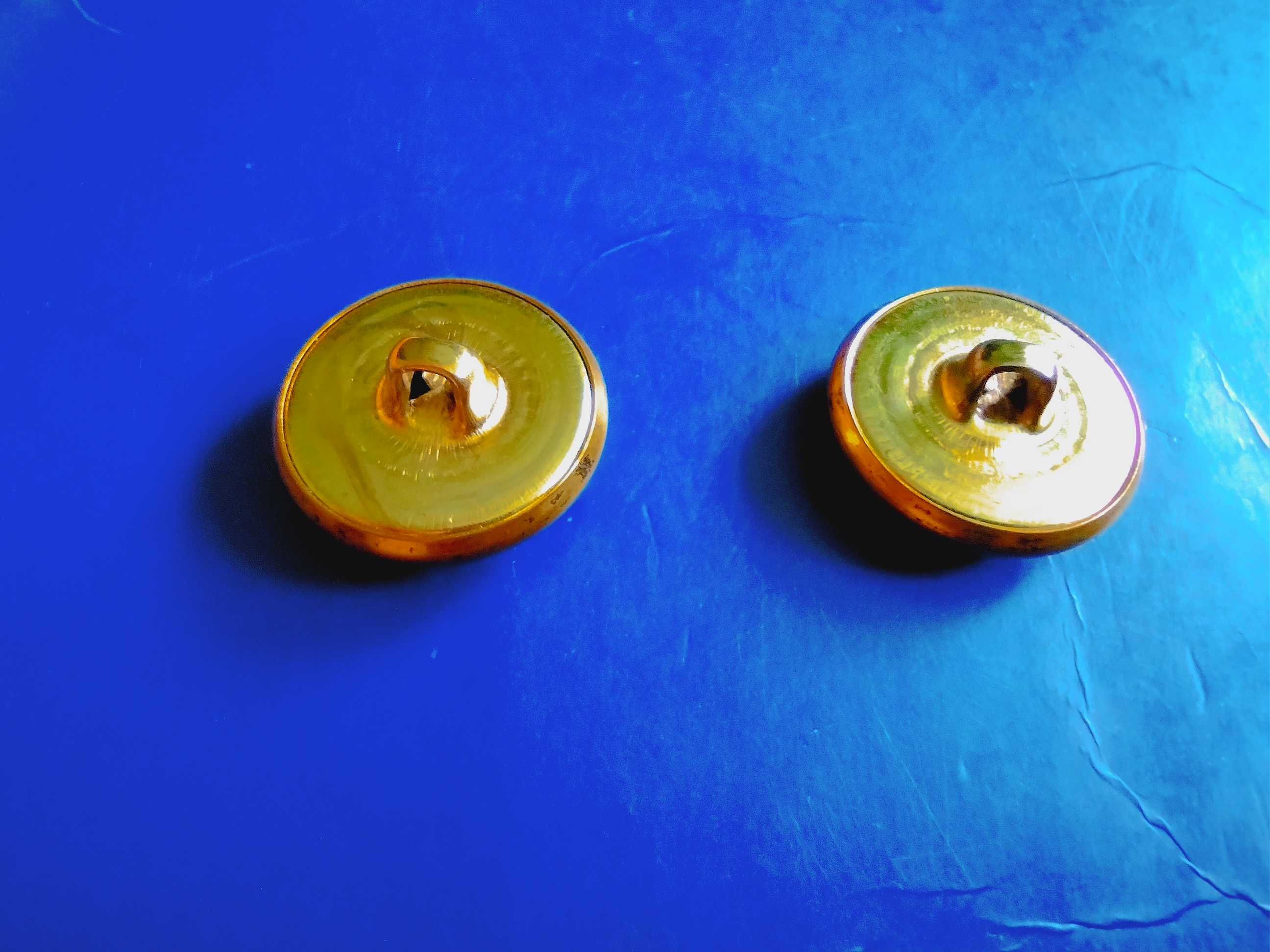 Złote plastikowe guziki półokrągłe z herbem - 2 sztuki