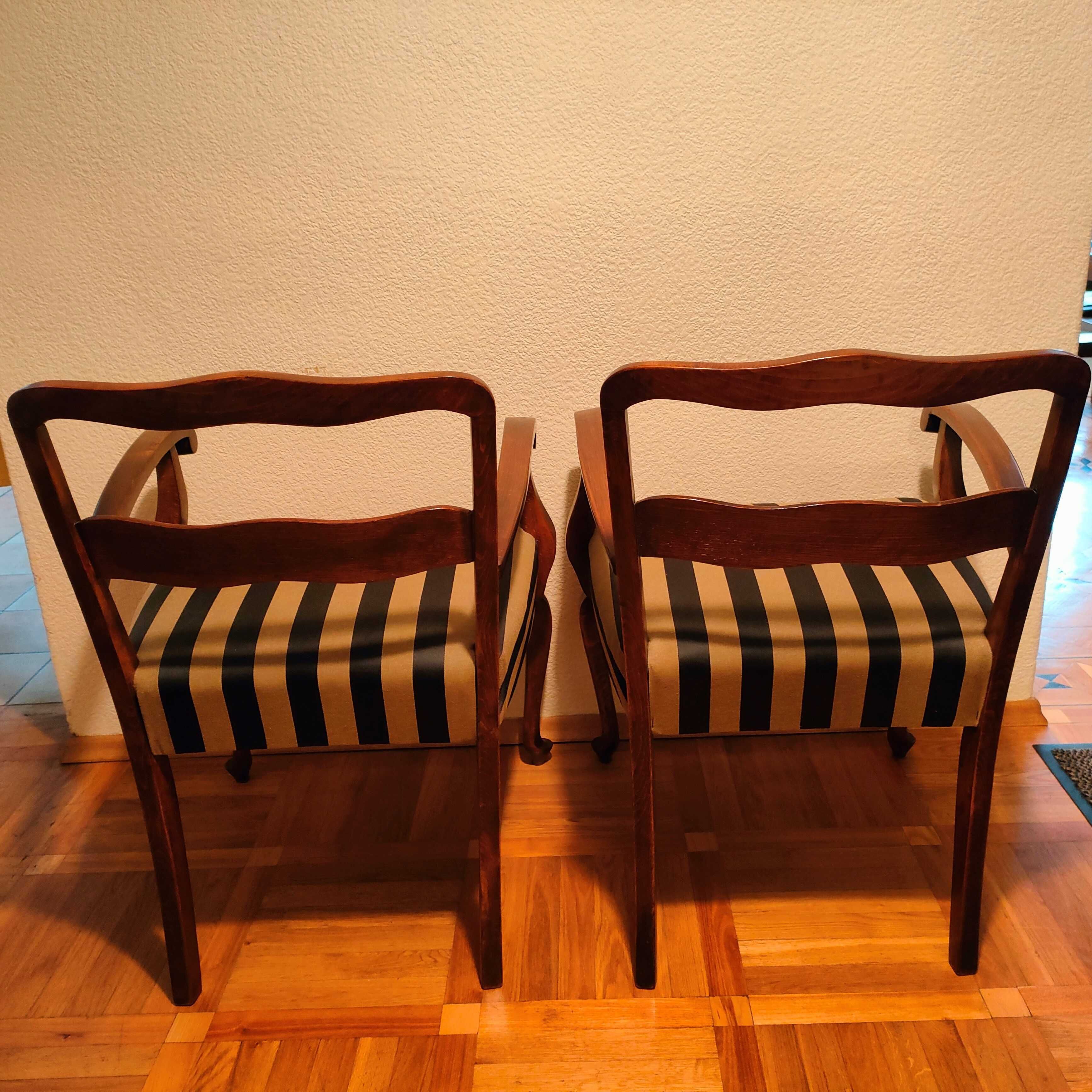 Komplet 2 antyczne fotele i stolik okrągły / meble fotel stół krzesło
