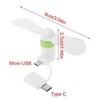2 в 1.,Мини вентилятор-micro USB-  -Type-C Для телефона.