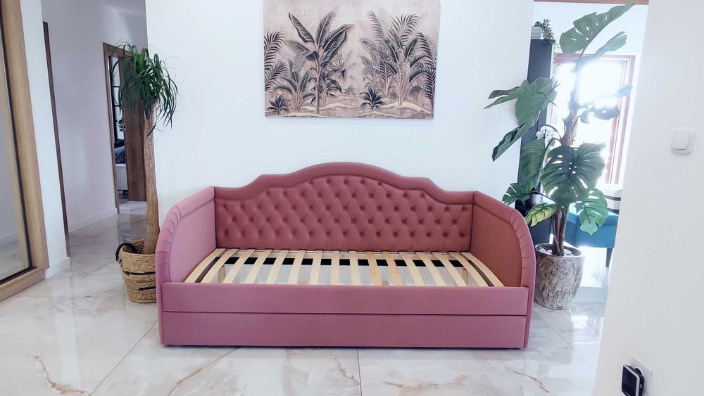 Łóżko tapicerowane dziecięce młodzieżowe z pojemnikiem, szufladą