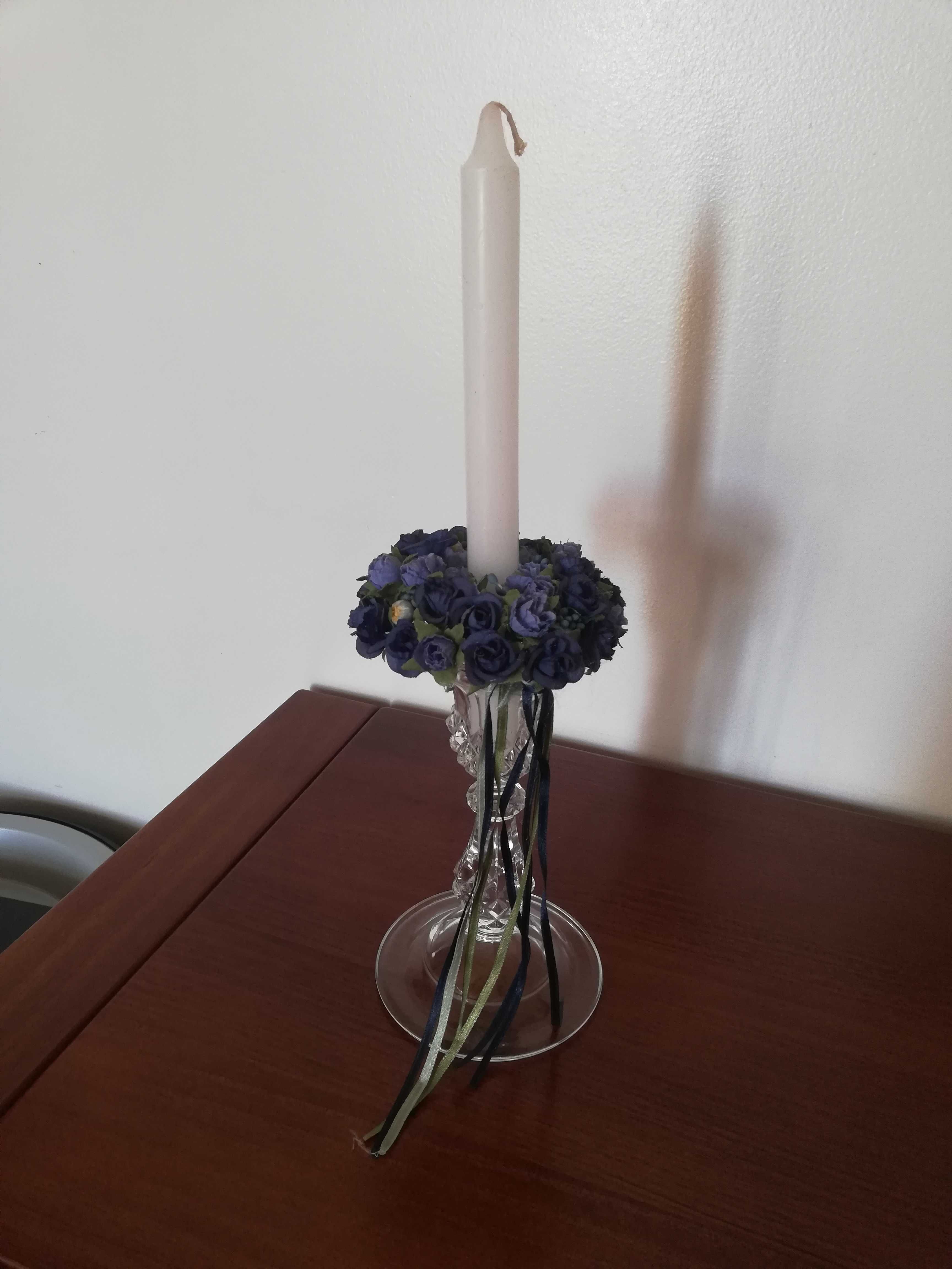 Flores para velas em azul ecomo novas