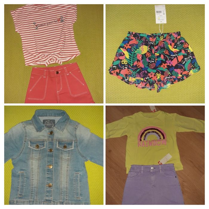 Roupa verão 5-6anos (top, vestidos, saia, calções, biquínis)