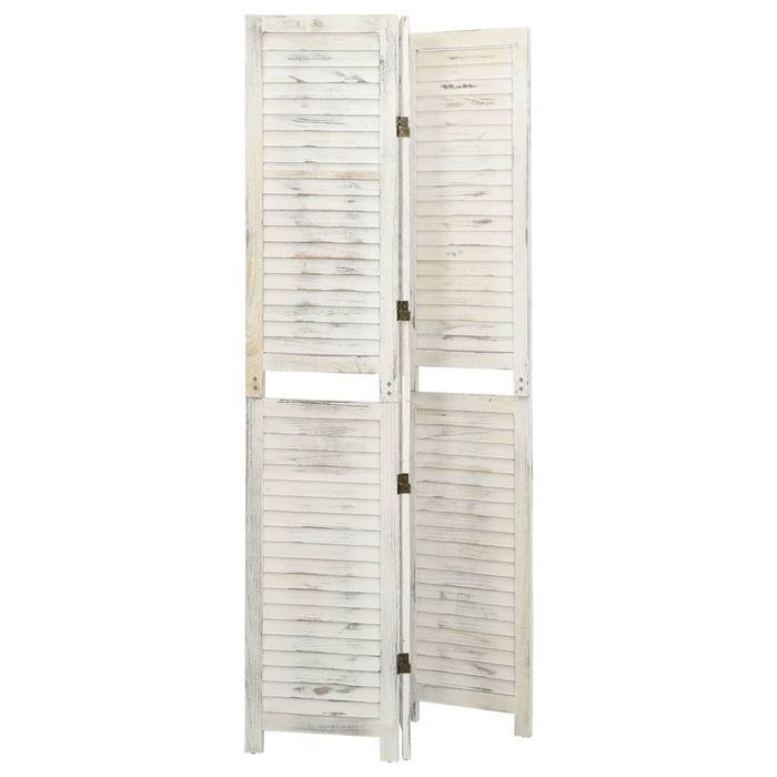 vidaXL Parawan 3-panelowy, biały, 105 x 165 cm, drewniany