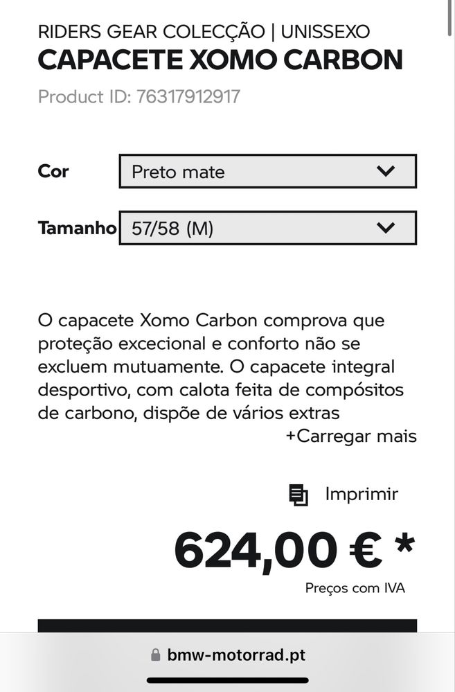 Capacete bmw xomo carbon