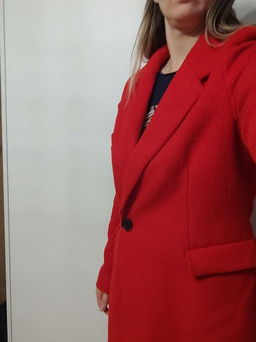 Płaszcz  mohito wełniany 36 kurtka zimowa czerwona płaszczyk