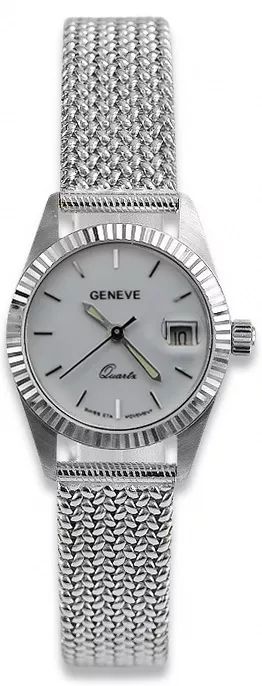 Zegarek damski z białego złota 14k 585  Geneve lw020wdw&lbw003w K