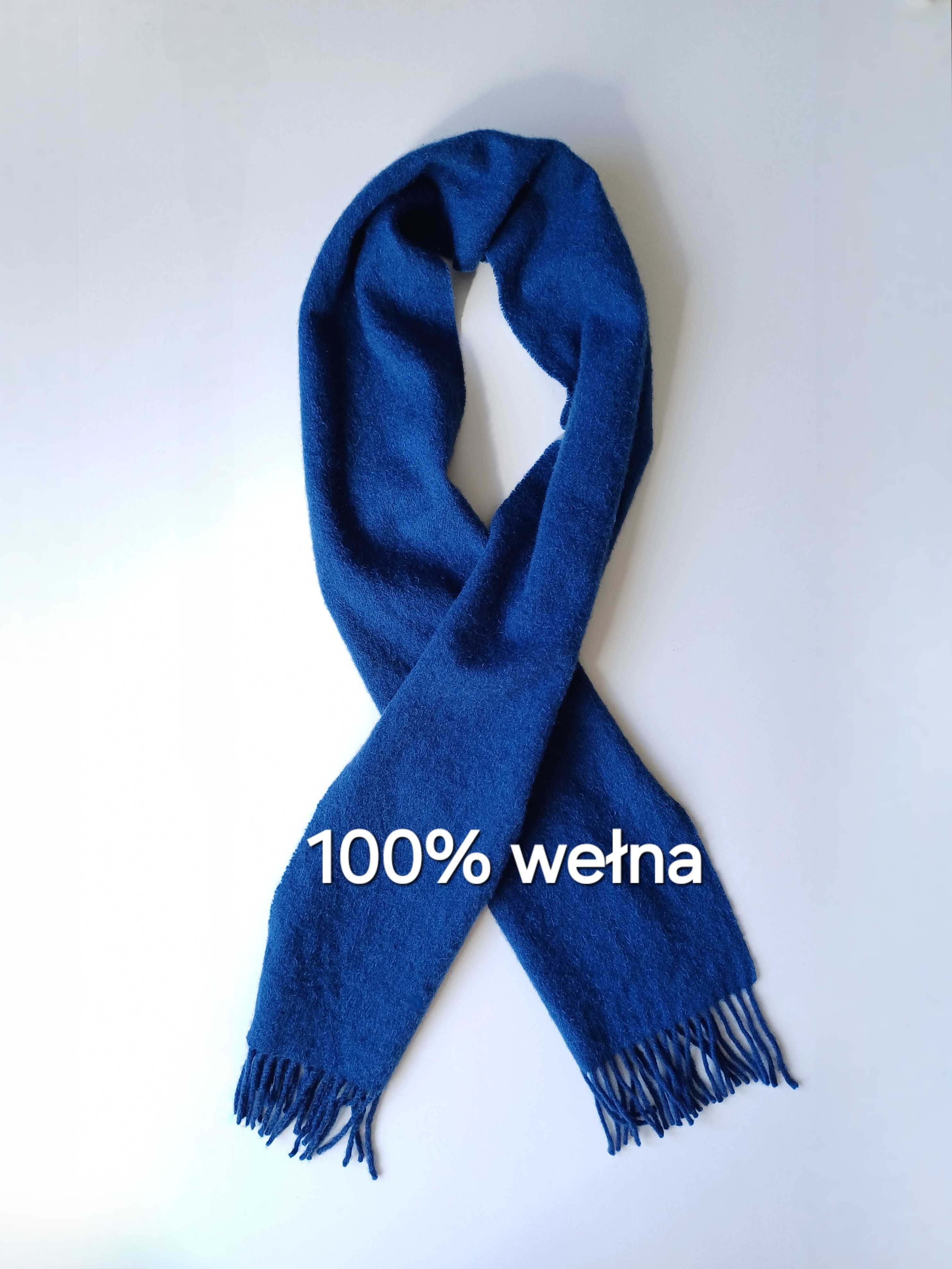 Kobaltowy wełniany szalik Bruuns Bazaar