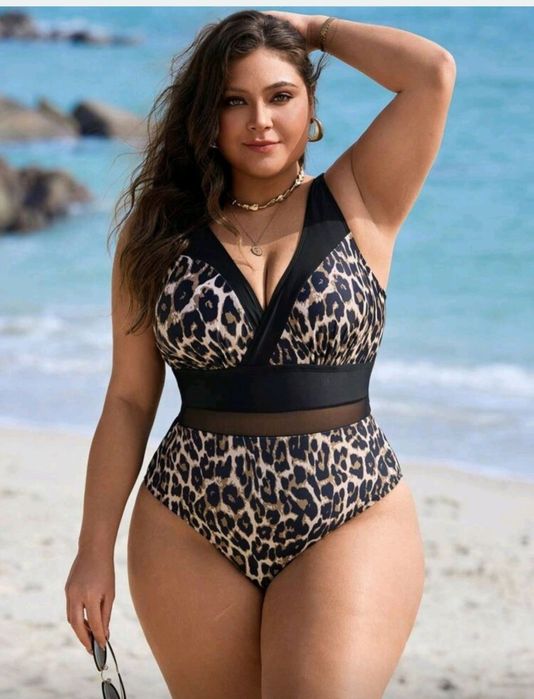 Купальник сдельный большого размера леопардовим принтом XXXL 
Купальни