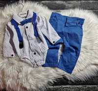 Komplet elegancki dla chłopca koszulobody + spodnie niebieski 62/68