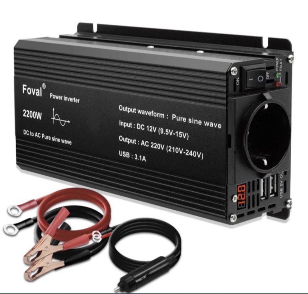 Инвертор Foval 2200W с 12 на 220V Чистый синус