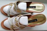 skórzane sandały klapki Beverly Feldman glamour 39 25 cm skóra all