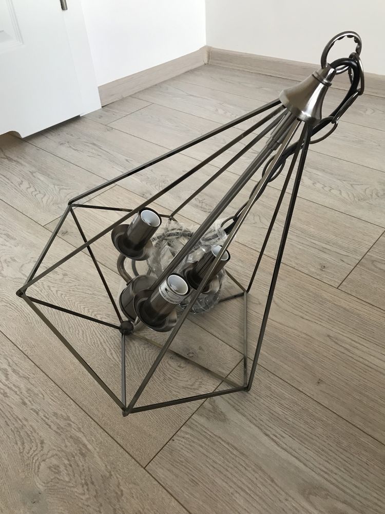 Lampa wisząca SEARCHLIGHT DIAMOND 3, nikiel, farmhouse, loft, diament