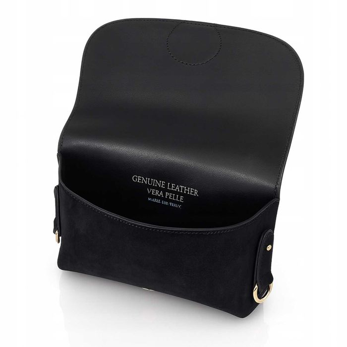 LAURA BIAGGI Torebka Damska Crossbody Czekolada Zamsz Naturalny Skóra