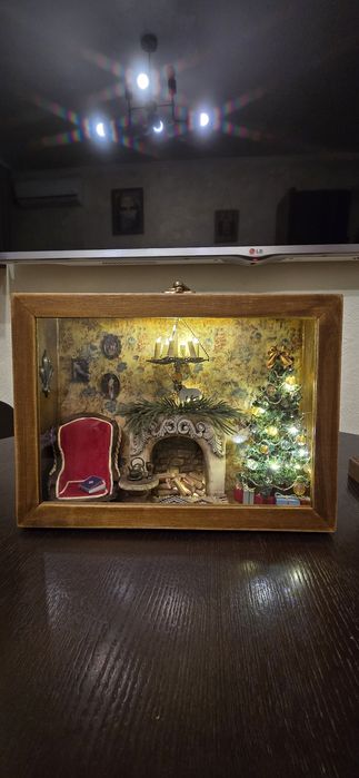 Різдвяна, новорічна композиція, мініатюра, об'ємна картина