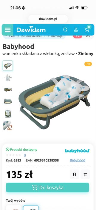 Zestaw wanienka składana z wkładką