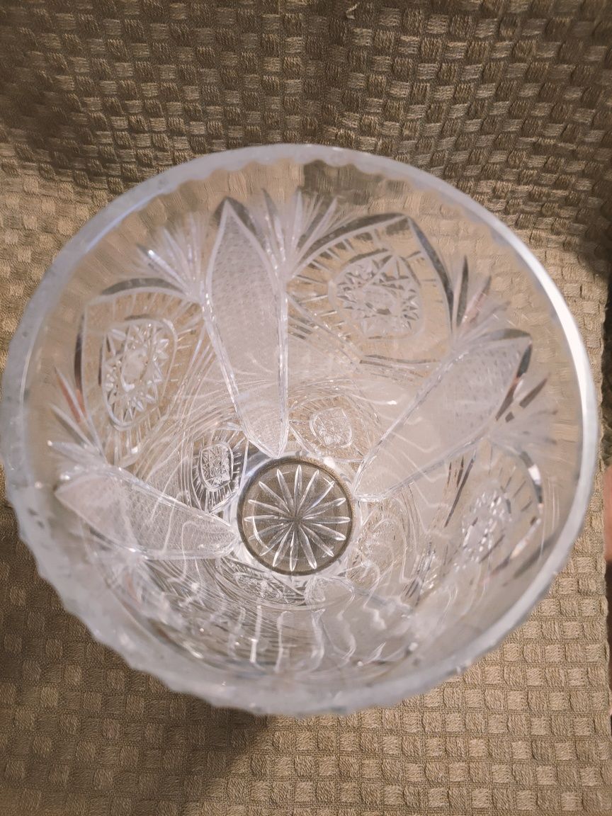 Masywny kryształowy wazon PRL