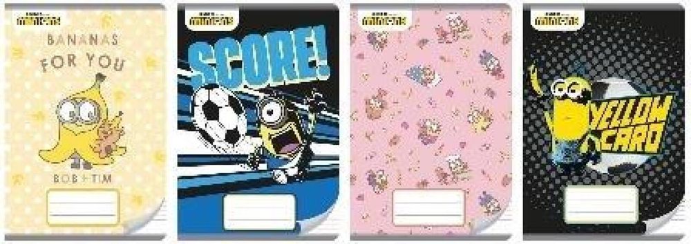 Zeszyt A5/16K kolorowe trzy linie Minionki (20szt) Beniamin folia,