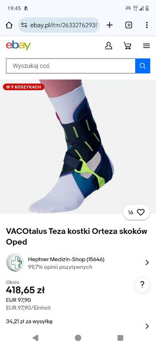 Orteza stabilizująca staw skokowy VACOtalus prawa dla rozmiaru 41 +
