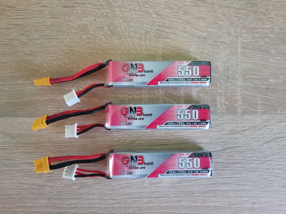 3 baterie GNB 2S 550MAh 7.6V LiHV