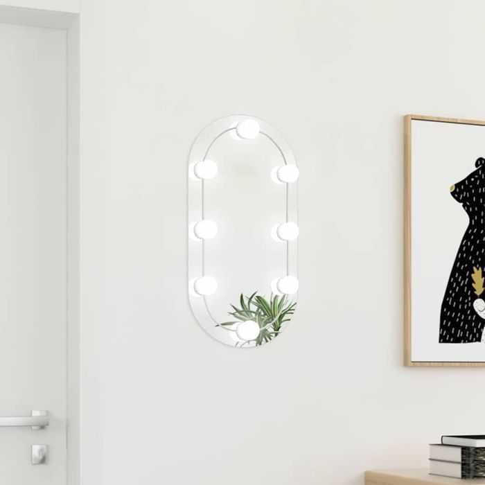 Lustro Z Lampami Led, 60X30 Cm, Szklane, Owalne