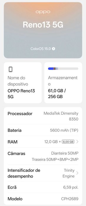 Smartphone OPPO Reno13 5g