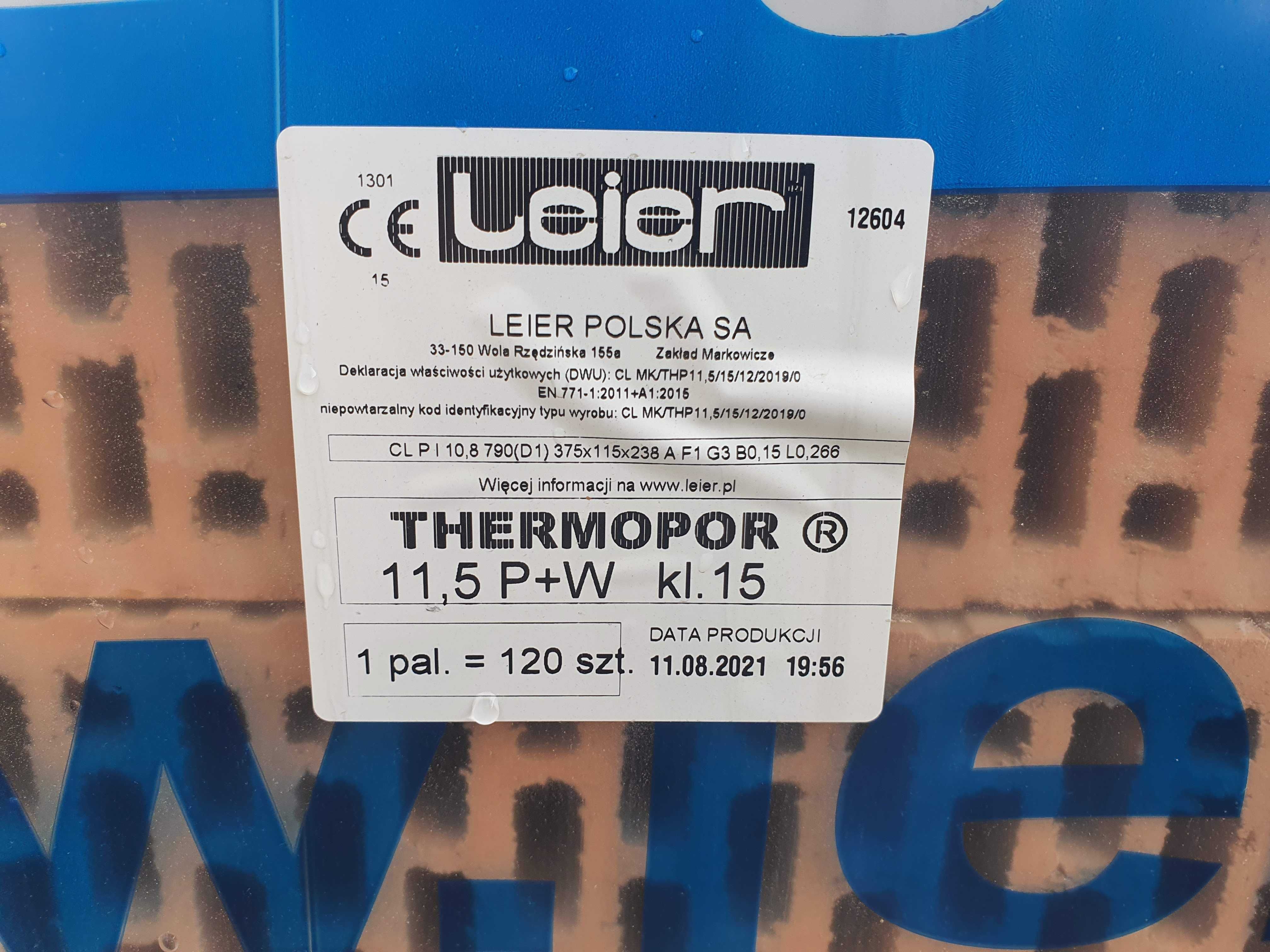 Pustak ceramiczny LEIER TERMOPOR 25 P+W 250x375x238 Transport HDS