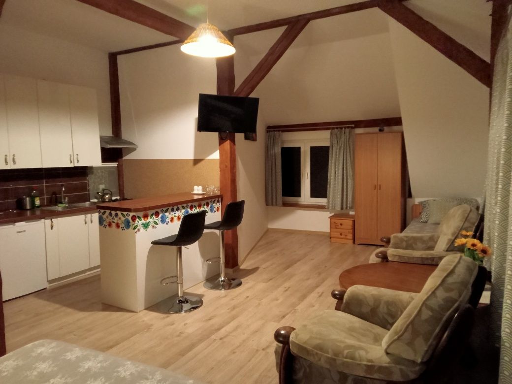 Pokoje, widok na jezioro, sauna, jacuzzi ok Mrą