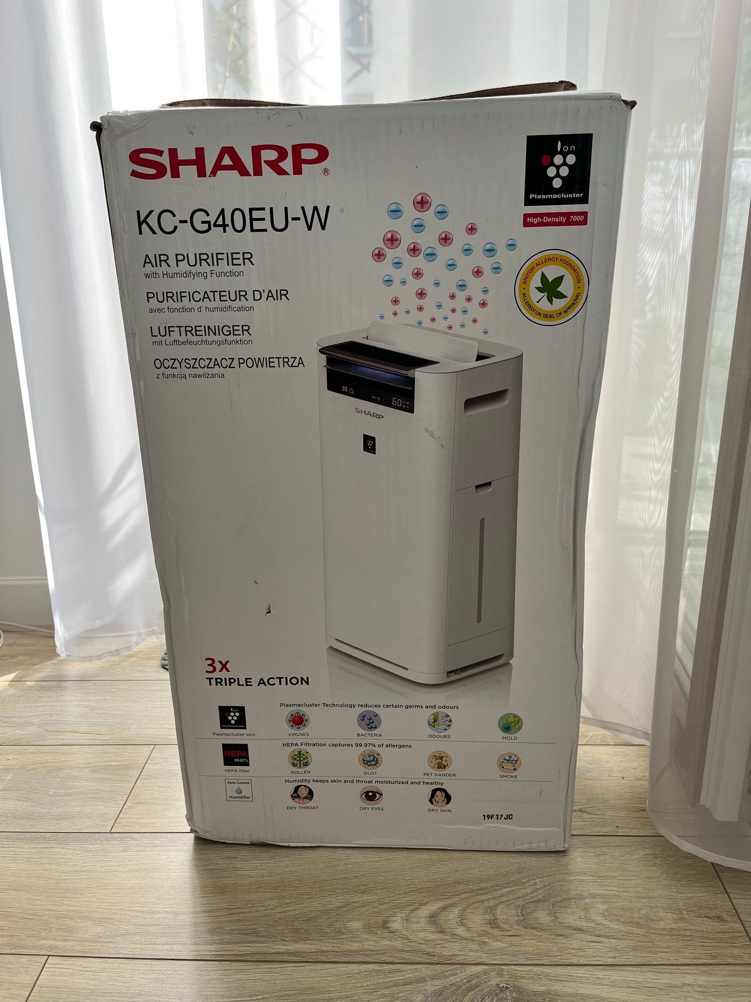 Oczyszczacz Sharp KC-G40EUW Jonizacja Nawilżanie HEPA