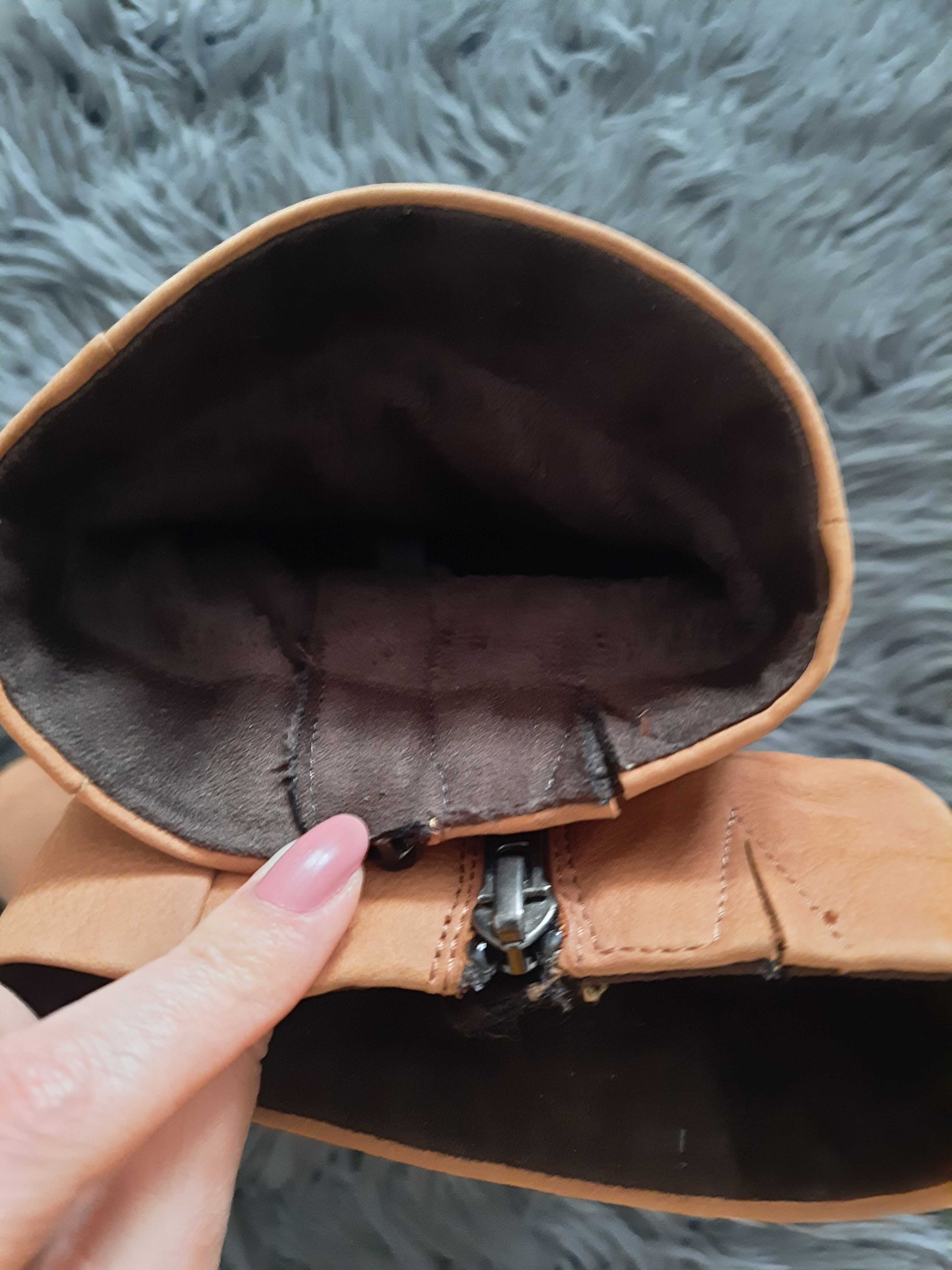 Skórzane botki Leone# buty przejściowe na obcasie r. 41