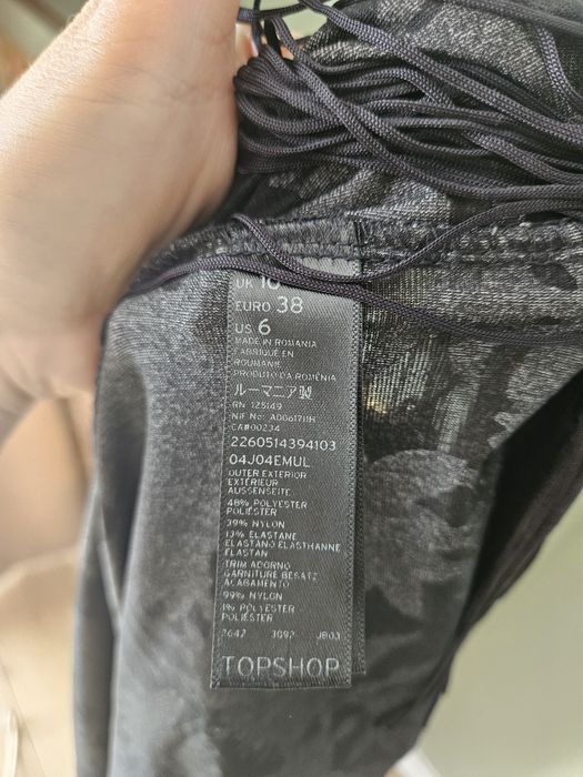 Sukienka damska z frędzlami Topshop w kwiatowy wzór aksamit S/ M