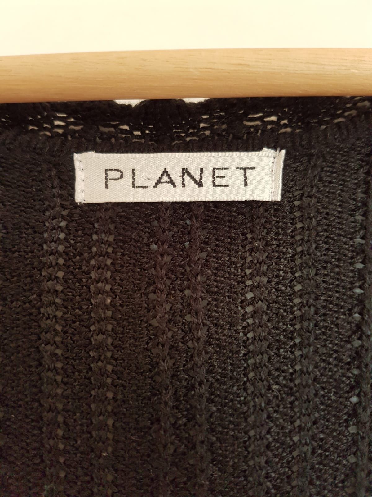Długi rozpinany swetr damski L 40 czarny planet kardigan