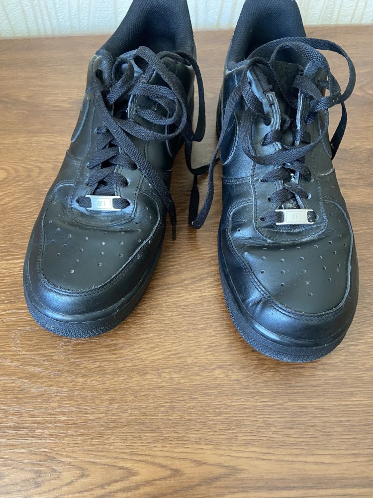 Nike Air Force 1 кросівки чорні шкіряні