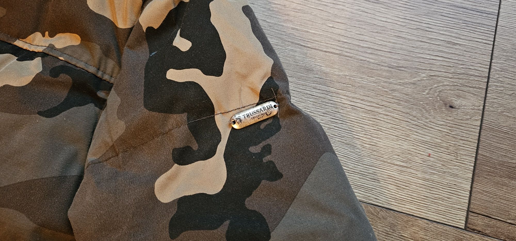 Kurtka męska Trussardi XL L zimowa z kapturem moro wojskowa