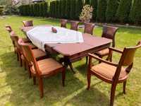 Stół i 10 krzeseł lite drewno palisander z Pakistanu 200-280cm/110