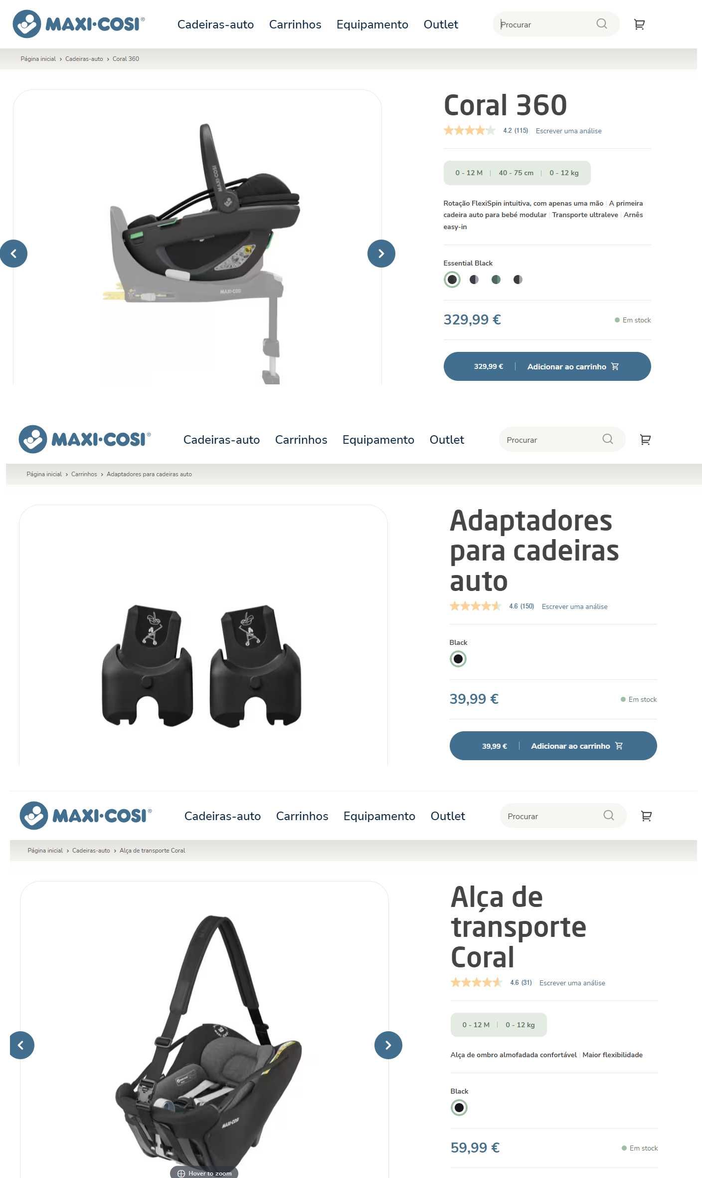 Maxi-Cosi Cadeira-Auto Coral 360 Essential Graphite + extras