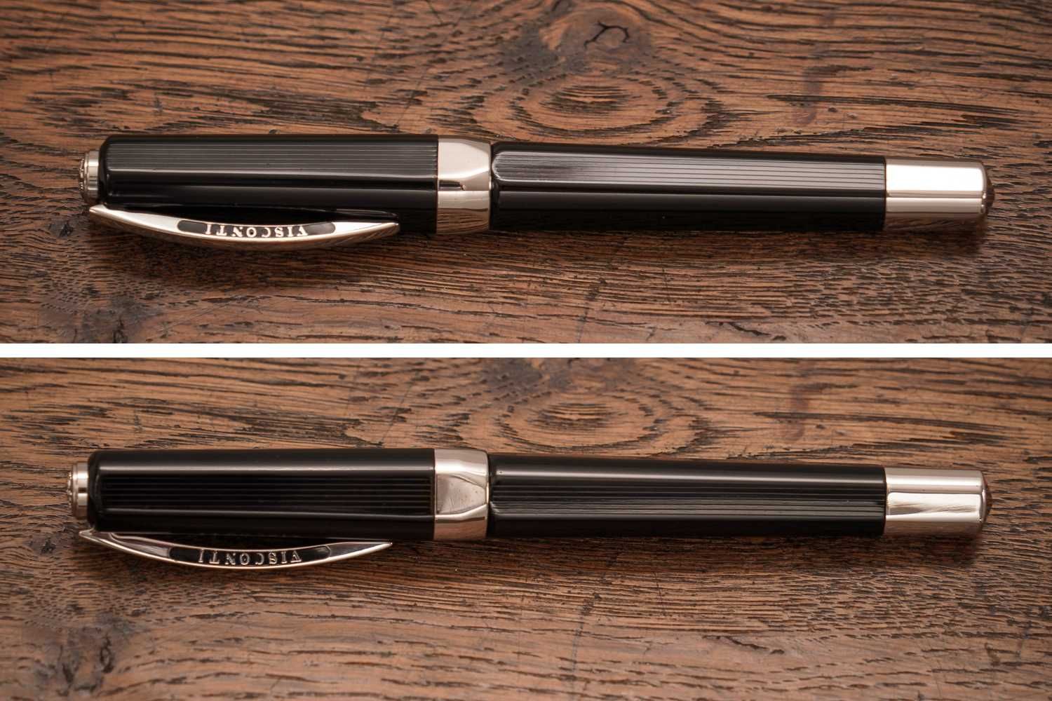 Vintage Visconti Opera Platinum Black Fluted 'M' Pióro wieczne