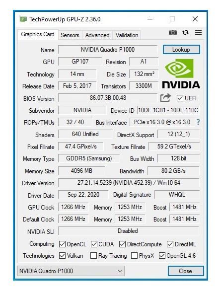 Karta graficzna NVIDIA Quadro P1000 4GB