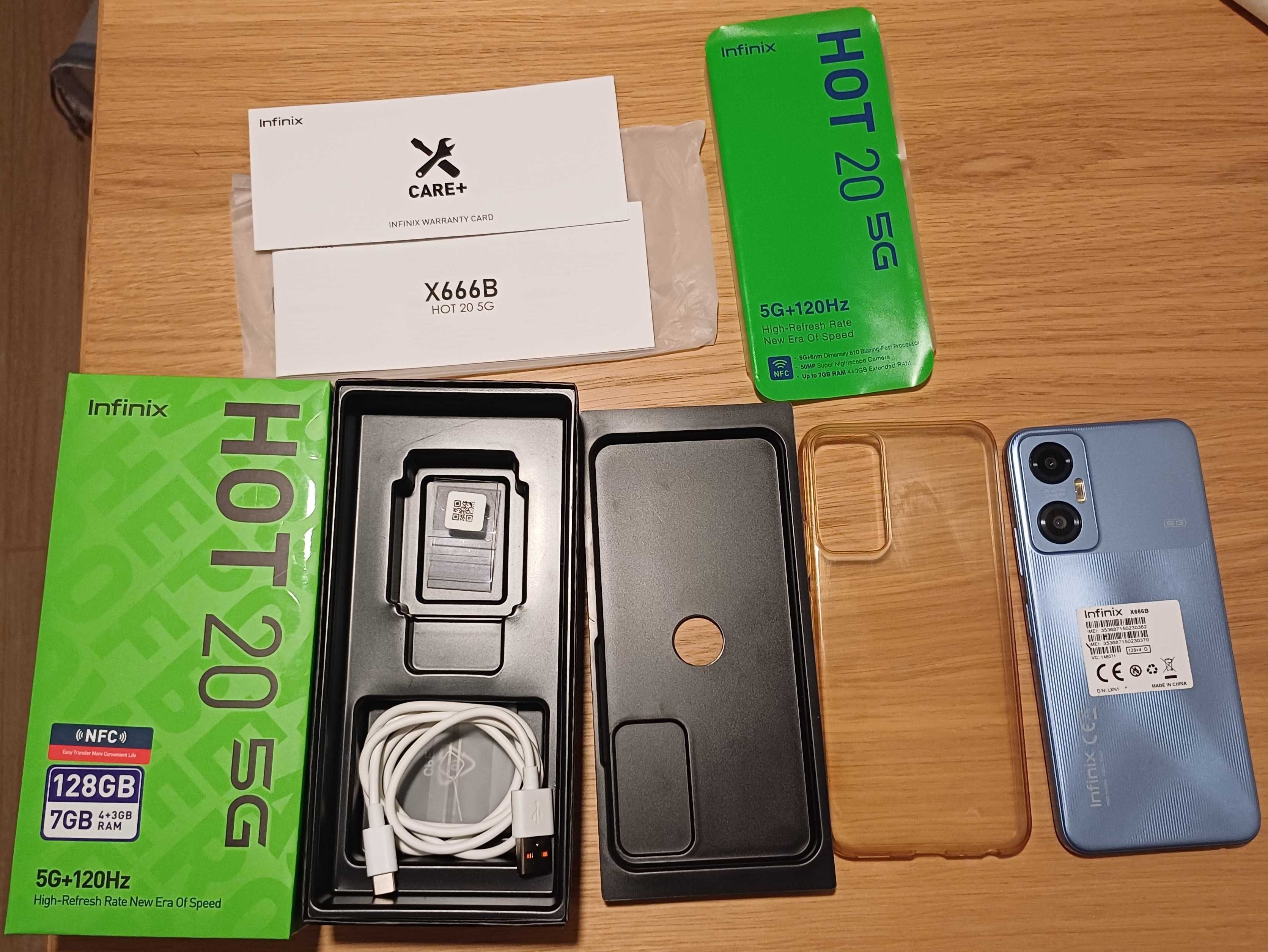 Infinix HOT 20 5G – Smartfon 5G kabel etui instrukcja pudełko