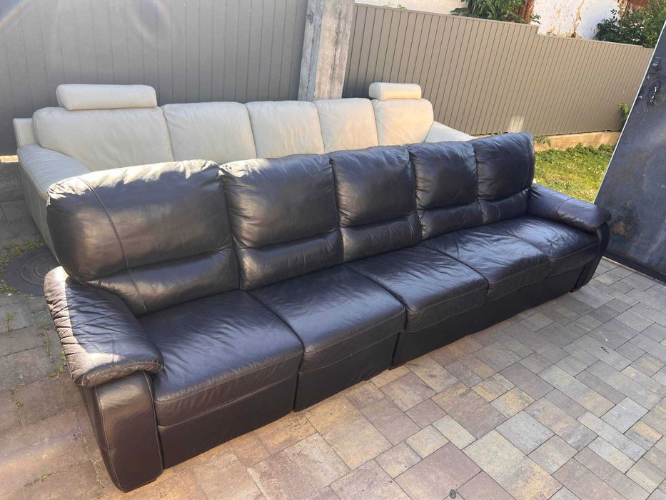 Шкіряний куток П-подібний , диван , Великий або довгий кожаний угол