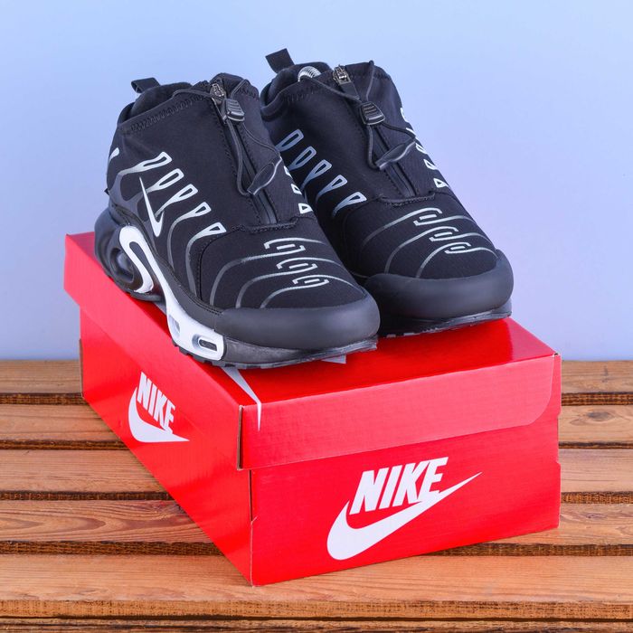 (2106)Термо Зимові Кросівки Nike Air Max TN чорні з білим (36-45) найк
