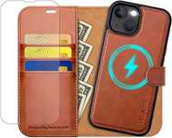OCASE etui skórzane iPhone 14 Plus stojak 2w1 magsafe brązowe 1x szkło