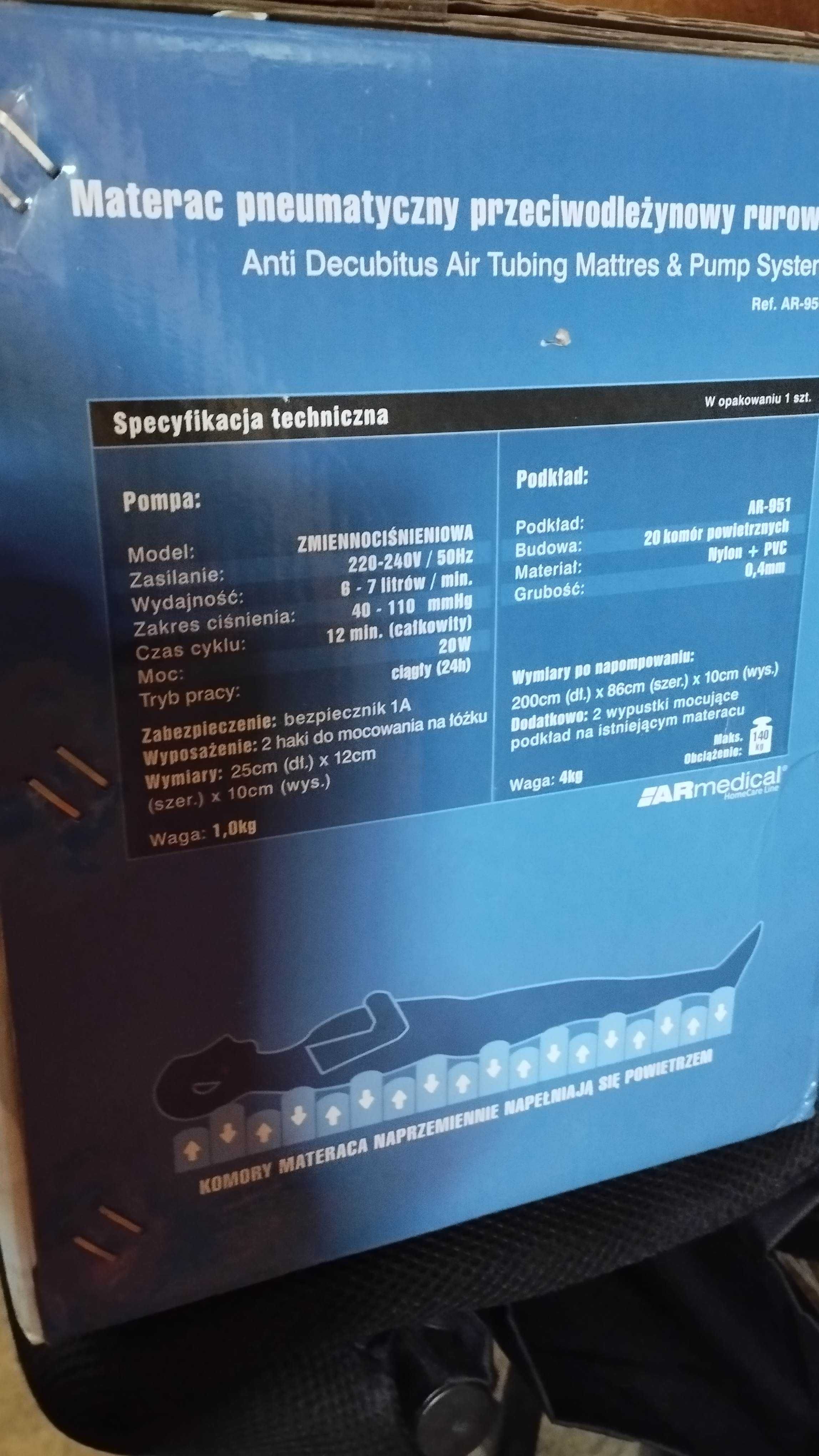 Materac przeciwodleżynowy rurowy NOWY