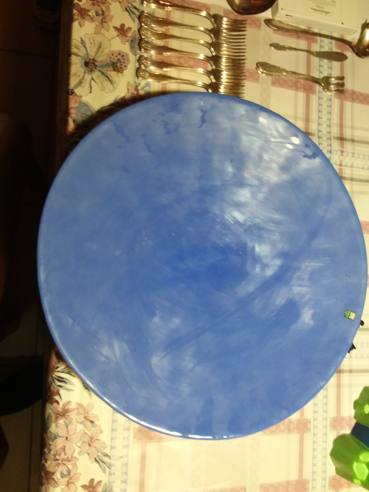 Misa niebieskie szkło Eva englund maleras średnicy 41 cm.