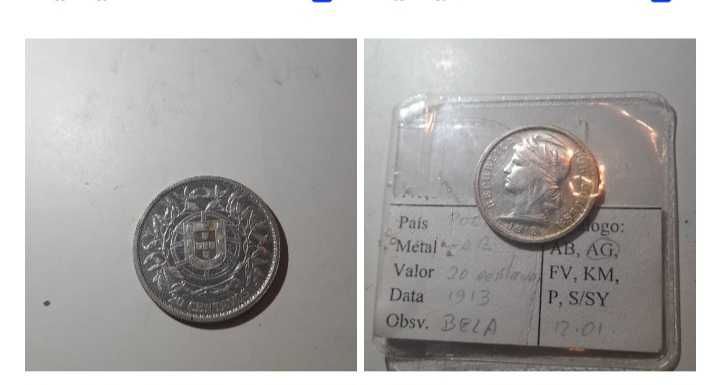 Moeda 20 centavos 1913 prata estado BELA