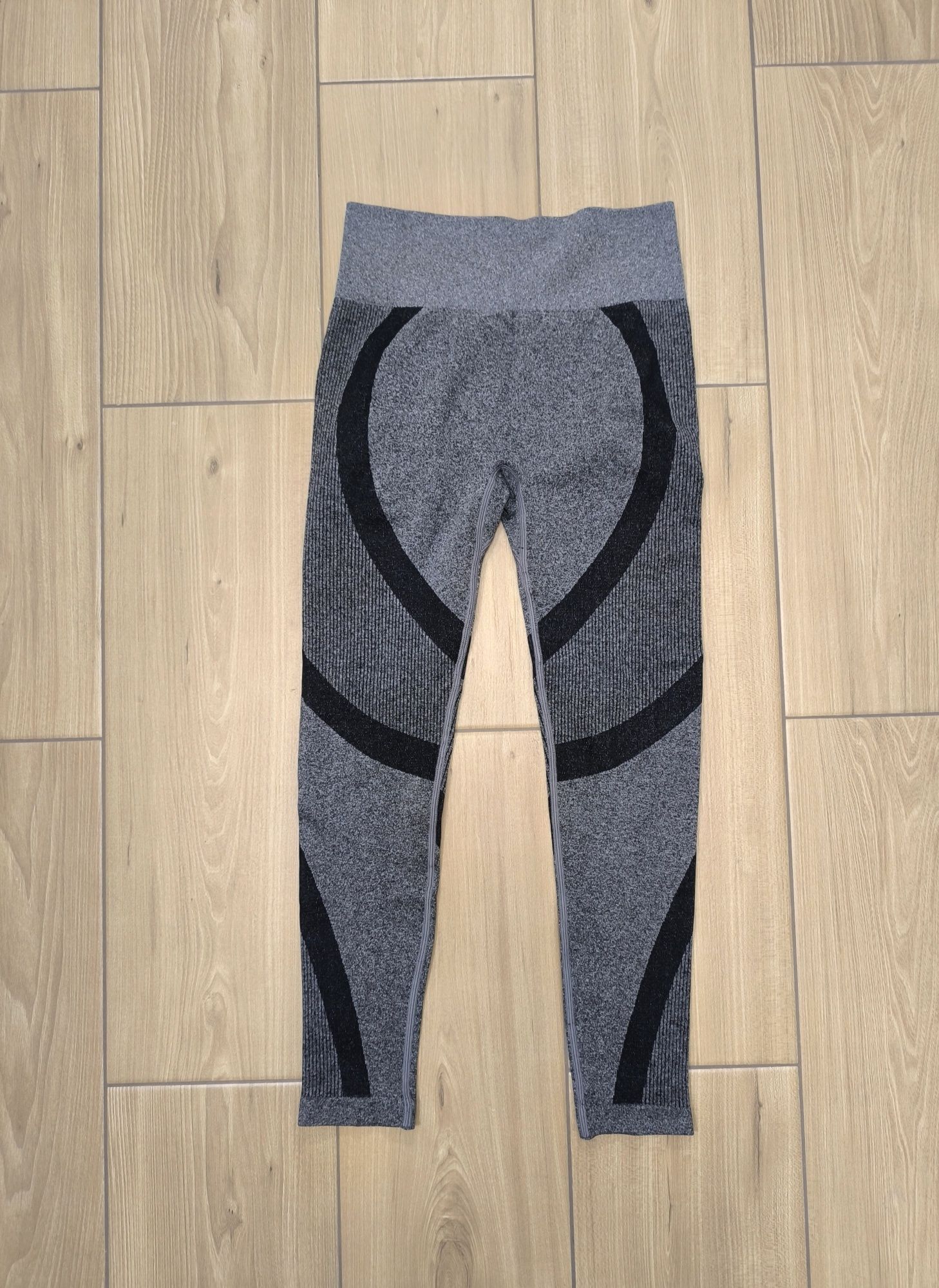Legginsy czarno-szare bezszwowe nowe push up M